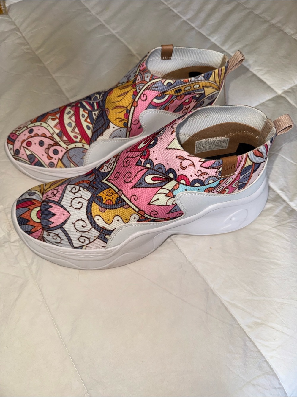 UIN Pink, Yellow & Blue Slip-On Paisley Chunky Sneakers
